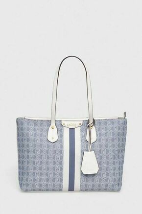 Torbica Liu Jo - modra. Velika nakupovalna torbica iz kolekcije Liu Jo. Model na zapenjanje