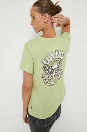Bombažna kratka majica Vans zelena barva - zelena. Kratka majica iz kolekcije Vans