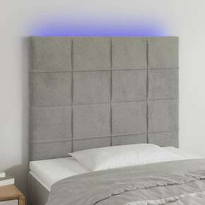 VidaXL LED posteljno vzglavje svetlo sivo 80x5x118/128 cm žamet