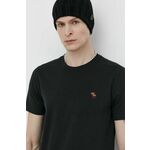 Bombažna kratka majica Abercrombie &amp; Fitch moški, črna barva - črna. Kratka majica iz kolekcije Abercrombie &amp; Fitch, izdelana iz tanke, elastične pletenine. Model iz mehke in na otip prijetne tkanine.