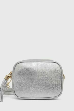 Usnjena torbica Answear Lab srebrna barva - srebrna. Majhna torbica iz kolekcije Answear Lab. Model na zapenjanje