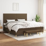 Box spring postelja z vzmetnico temno rjav 200x200 cm blago - vidaXL - Rjava - 97,28 - 200 x 200 cm - vidaXL
