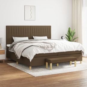 Box spring postelja z vzmetnico temno rjav 200x200 cm blago - vidaXL - Rjava - 97