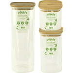 Pebbly Komplet 3 steklenih posod za shranjevanje z bambusovimi pokrovi - 1 k