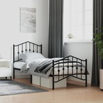 vidaXL Kovinski posteljni okvir z vzglavjem in vznožjem&nbsp;črn 90x190 cm