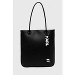 Torbica Karl Lagerfeld črna barva - črna. Velika torbica iz kolekcije Karl Lagerfeld. Model na zapenjanje, izdelan iz ekološkega usnja. Model je enostaven za čiščenje in vzdrževanje.