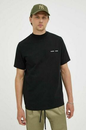 Bombažna kratka majica Samsoe Samsoe črna barva - črna. Kratka majica iz kolekcije Samsoe Samsoe. Model izdelan iz tanke
