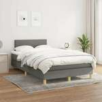 Greatstore Box spring postelja z vzmetnico temno siva 120x200 cm blago