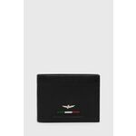 Usnjena denarnica Aeronautica Militare moški, črna barva - črna. Srednje velika denarnica iz kolekcije Aeronautica Militare. Model izdelan iz naravnega usnja.