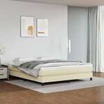 vidaXL Box spring postelja z vzmetnico krem 160x200 cm umetno usnje