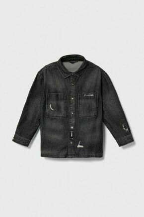 Otroška jeans srajca Sisley črna barva - črna. Otroški srajca iz kolekcije Sisley