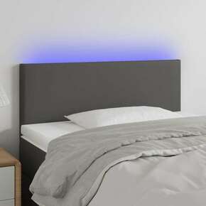 Greatstore LED posteljno vzglavje sivo 80x5x78/88 cm umetno usnje