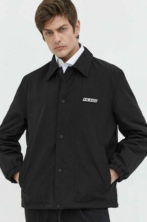 Srajčna jakna HUGO črna barva - črna. Srajčna jakna iz kolekcije HUGO. Nepodložen model