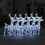 vidaXL Božični severni jeleni 6 kosov hladno beli 240 LED akril