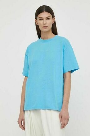 Bombažna kratka majica Samsoe Samsoe ženski - modra. Kratka majica iz kolekcije Samsoe Samsoe
