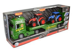 CITY SERVICE CAR - 1:12 Farmársky tahač s vlekom a 2 traktory