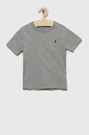 Otroška bombažna kratka majica Polo Ralph Lauren siva barva - siva. Otroški kratka majica iz kolekcije Polo Ralph Lauren. Model izdelan iz tanke