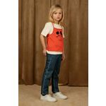 Otroška bombažna kratka majica Mini Rodini oranžna barva - oranžna. Otroške kratka majica iz kolekcije Mini Rodini. Model izdelan iz tanke, rahlo elastične pletenine. Modelu je priložen top.