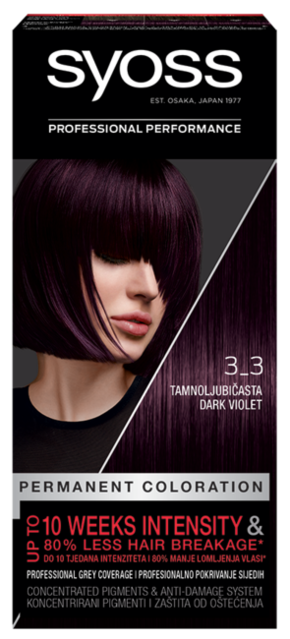 Syoss Permanent Coloration trajna barva za lase 50 ml odtenek 3-3 Dark Violet