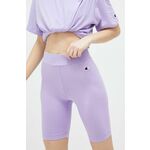 Kratke hlače Champion ženski, vijolična barva - vijolična. Kratke hlače iz kolekcije Champion. Model izdelan iz prožnega materiala, ki zagotavlja udobje in svobodo gibanja. Nežen material, prijeten na dotik.