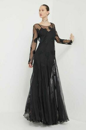 Obleka Blugirl Blumarine črna barva - črna. Obleka iz kolekcije Blugirl Blumarine. Model izdelan iz tilastega materiala. Izrazit model za posebne priložnosti.
