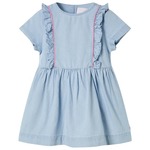 vidaXL Otroška obleka z volančki nežno modra 116
