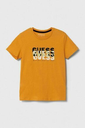 Otroška bombažna kratka majica Guess oranžna barva - oranžna. Otroške kratka majica iz kolekcije Guess