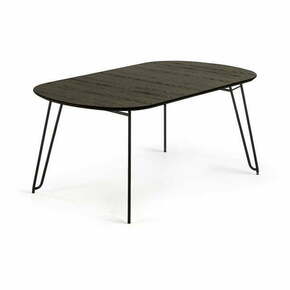 Temno rjava raztegljiva jedilna miza z mizno ploščo v jesenovem dekorju 100x170 cm Milian – Kave Home