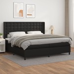 Box spring postelja z vzmetnico črna 200x200 cm umetno usnje - vidaXL - črna - 95,65 - 200 x 200 cm - vidaXL