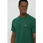 Bombažna kratka majica Lacoste moški, zelena barva - zelena. Kratka majica iz kolekcije Lacoste, izdelana iz elastične pletenine. Model iz zračne bombažne tkanine.