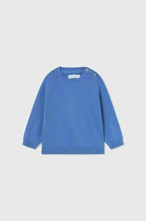 Otroški bombažen pulover Mayoral - modra. Otroški Pulover iz kolekcije Mayoral. Model izdelan iz enobarvne pletenine.