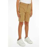 Otroške kratke hlače Tommy Hilfiger rjava barva - rjava. Otroški kratke hlače iz kolekcije Tommy Hilfiger. Model izdelan iz enobarvnega materiala.