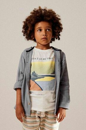 Otroška bombažna kratka majica zippy bež barva - bež. Otroške kratka majica iz kolekcije zippy. Model izdelan iz tanke