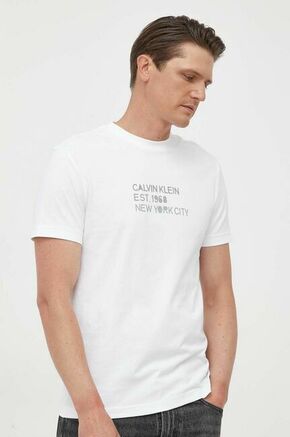 Bombažna kratka majica Calvin Klein bela barva - bela. Kratka majica iz kolekcije Calvin Klein