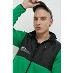 Bluza Ellesse ženska, zelena barva - zelena. Mikica iz kolekcije Ellesse. Model z zapenjanjem na zadrgo izdelan iz kombinacija dveh različnih materialov.