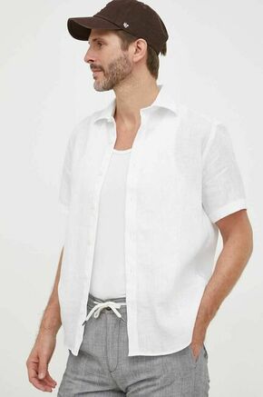 Lanena srajca North Sails bela barva - bež. Srajca iz kolekcije North Sails. Model izdelan iz enobarvne tkanine. Ima klasičen ovratnik. Izjemno udoben