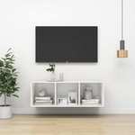 vidaXL Stenska TV omarica visok sijaj bela 37x37x107 cm iverna plošča