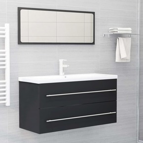 VidaXL 2-delni komplet kopalniškega pohištva siva iverna plošča