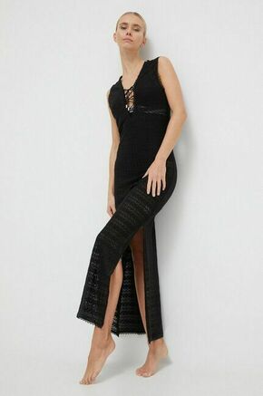Obleka za na plažo Karl Lagerfeld črna barva - črna. Obleka za na plažo iz kolekcije Melissa Odabash. Model izdelan iz udobne pletenine. Zračen material