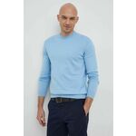 Bombažen pulover United Colors of Benetton moški - modra. Pulover iz kolekcije United Colors of Benetton. Model z okroglim izrezom, izdelan iz tanke pletenine.