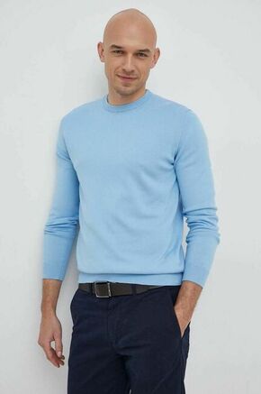 Bombažen pulover United Colors of Benetton moški - modra. Pulover iz kolekcije United Colors of Benetton. Model z okroglim izrezom