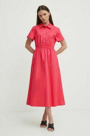 Bombažna obleka United Colors of Benetton roza barva - roza. Lahkotna obleka iz kolekcije United Colors of Benetton. Model izdelan iz bombažne tkanine. Model iz zračne bombažne tkanine.