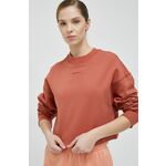 Bombažen pulover New Balance ženska, rdeča barva - rdeča. Pulover iz kolekcije New Balance. Model izdelan iz tanke, rahlo elastične pletenine. Izjemno udoben material, izdelan iz naravnih vlaken.