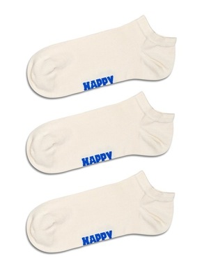Nogavice Happy Socks Solid Low 3-pack bela barva - bela. Nogavice iz kolekcije Happy Socks. Model izdelan iz elastičnega