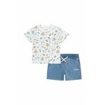 Otroški bombažni komplet Levi's - modra. Kratka majica in kratke hlače za otroke iz kolekcije Levi's. Model izdelan iz elastične pletenine.