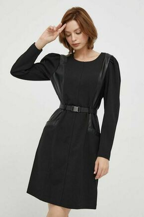 Obleka Dkny črna barva - črna. Obleka iz kolekcije Dkny. Model izdelan iz tanke