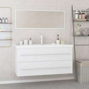VidaXL Komplet pohištva za kopalnico bel inženirski les