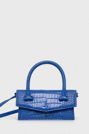Usnjena torbica Patrizia Pepe - modra. Majhna torbica iz kolekcije Patrizia Pepe. Model na zapenjanje