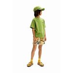 Otroška bombažna kratka majica Desigual zelena barva - zelena. Otroške kratka majica iz kolekcije Desigual, izdelana iz pletenine s potiskom. Model iz izjemno udobne bombažne tkanine.