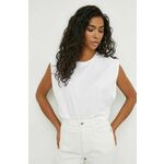 Kratka majica IRO ženski, bela barva - bela. Kratka majica iz kolekcije IRO, izdelana iz tanke, elastične pletenine. Model iz izjemno udobne tkanine z visoko vsebnostjo bombaža.